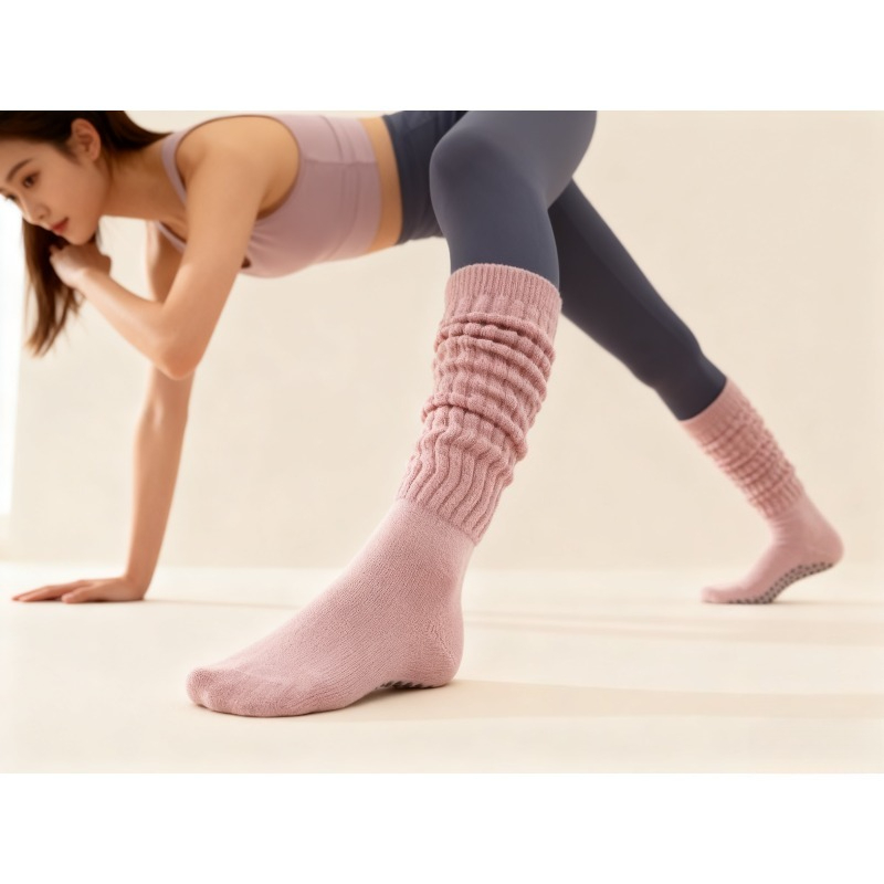 Pilates Yoga And Gym - 여성용 면 논슬립 필라테스 양말 롱