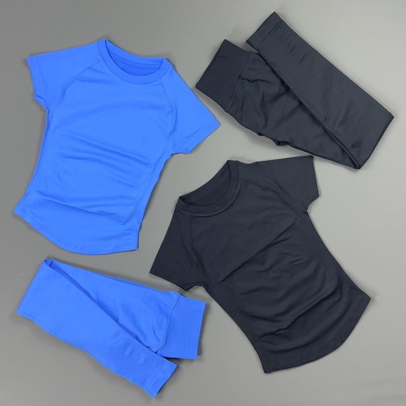 2피스 짐 세트 여성용 래글런 반팔 스포츠탑 하이웨이스 - Pilates Yoga Legging 리뷰 및 가격