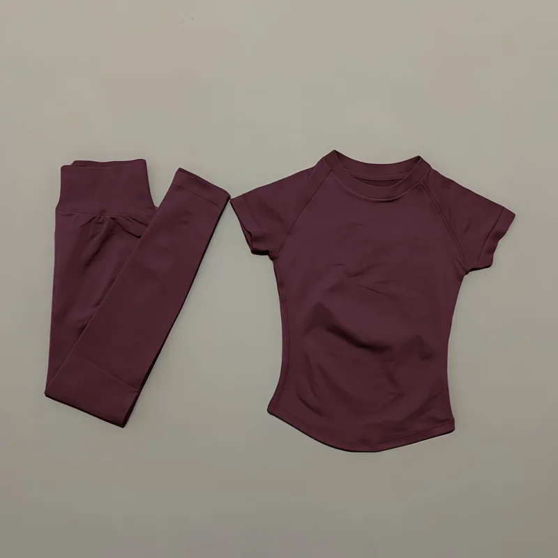 2피스 짐 세트 여성용 래글런 반팔 스포츠탑 하이웨이스 - Pilates Yoga Legging 리뷰 및 가격